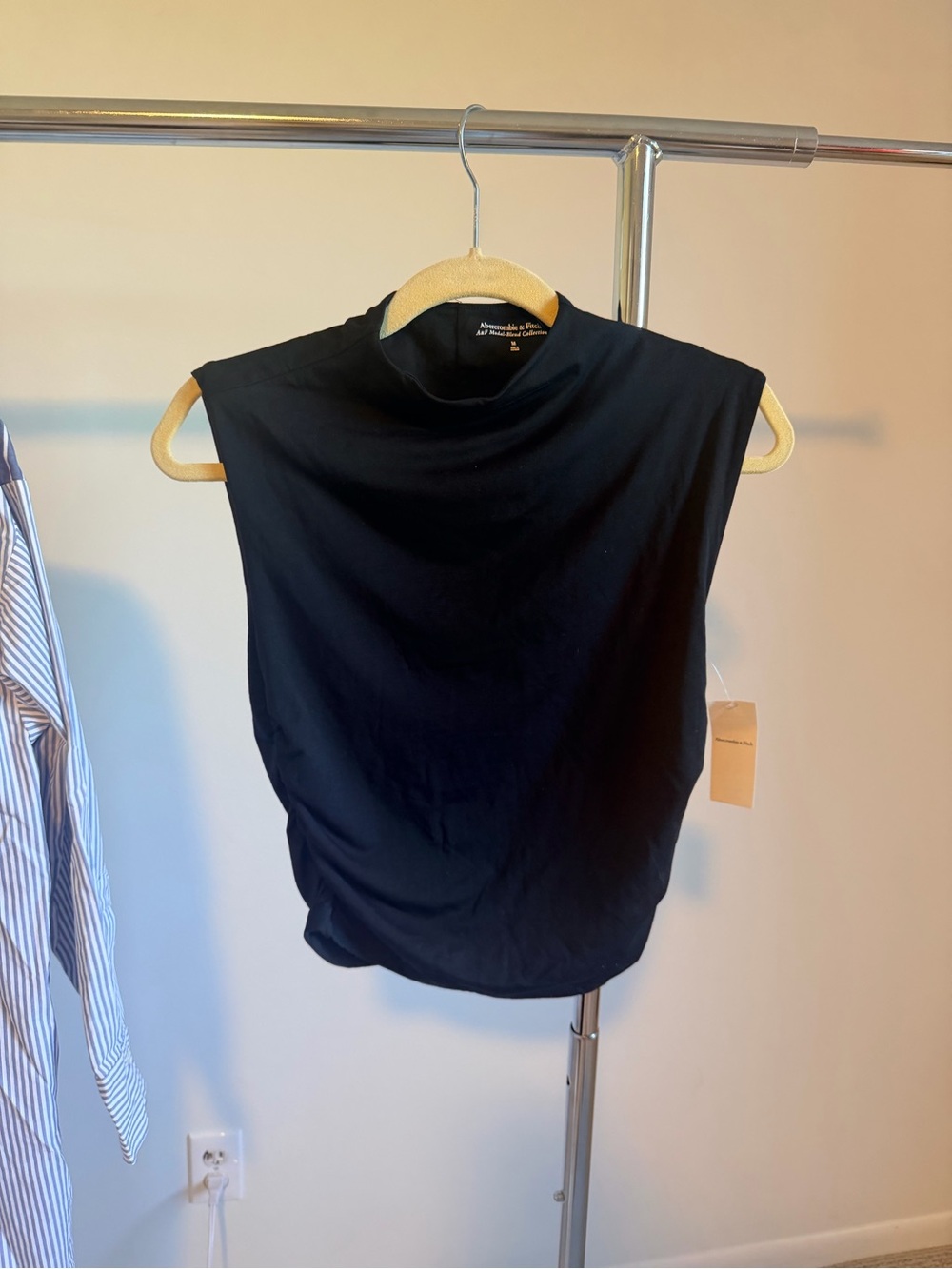 NWT Abercrombie & Fitch Black Modal-Blend Ruched Top